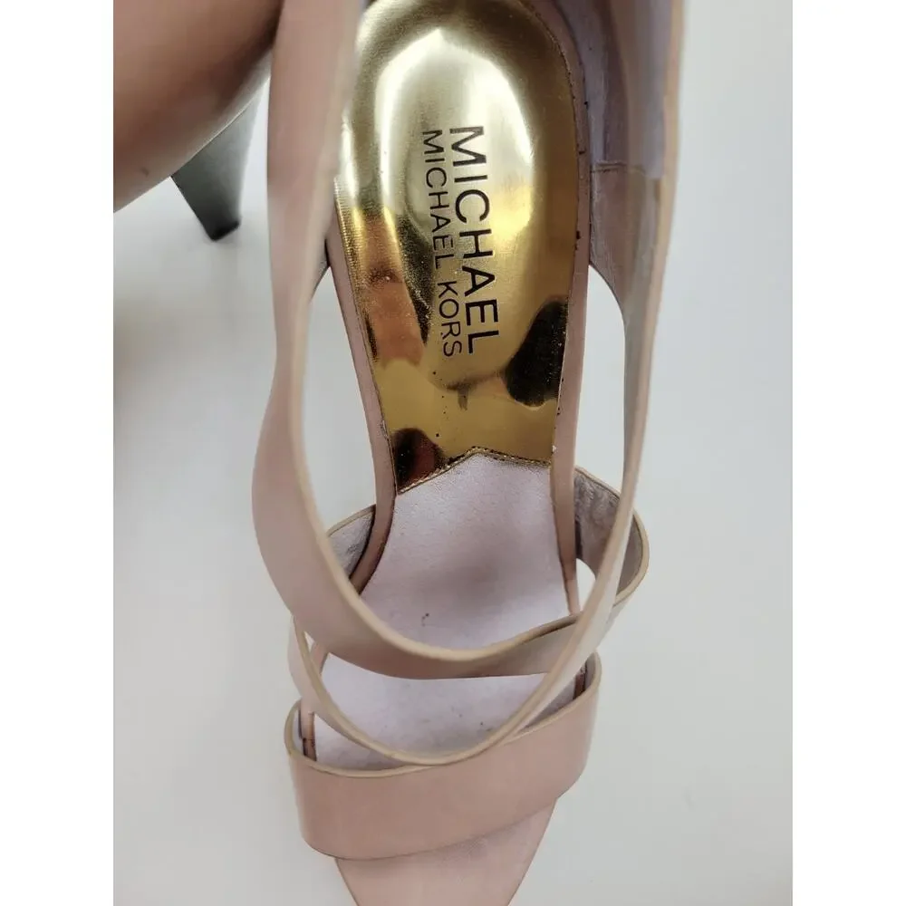 Michael Kors Elena Women's Sandals 7.5M Nude Original Box Included Leather